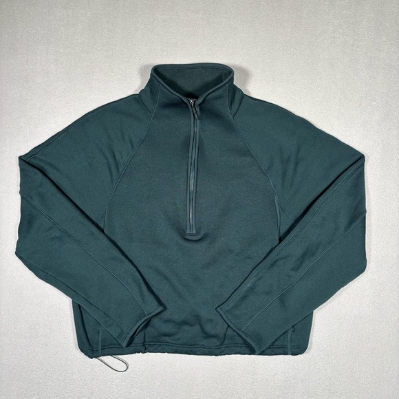 Athleta Altitude Sweatshirt Women’s Small Green Fleece Lined Half 1/2 Zip - Picture 2 of 14
